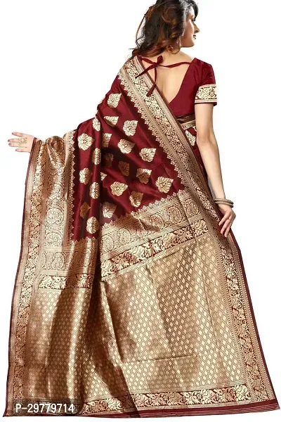 Stylish Maroon Art Silk Saree with Blouse piece For Women-thumb2