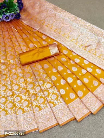 Stylish Yellow Art Silk Saree With Blouse Piece For Women