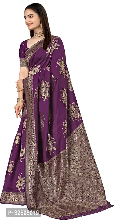 Stylish Purple Art Silk Saree With Blouse Piece For Women-thumb3