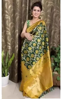 Stylish Green Art Silk Saree With Blouse Piece For Women-thumb1