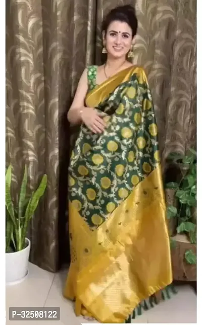 Stylish Green Art Silk Saree With Blouse Piece For Women-thumb2