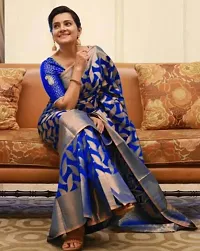 Stylish Blue Art Silk Saree With Blouse Piece For Women-thumb2