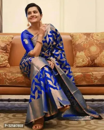 Stylish Blue Art Silk Saree With Blouse Piece For Women-thumb3