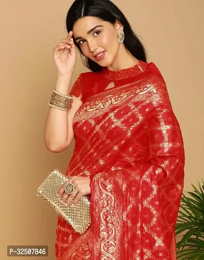 Stylish Red Art Silk Saree With Blouse Piece For Women-thumb5