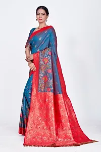 Stylish Blue Art Silk Saree With Blouse Piece For Women-thumb2