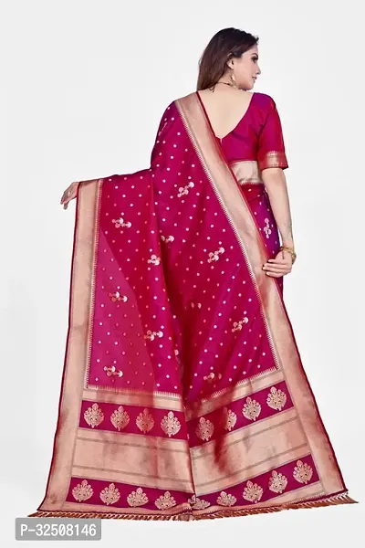 Stylish Magenta Art Silk Saree With Blouse Piece For Women-thumb2