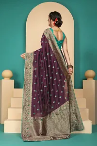 Stylish Purple Cotton Silk Saree With Blouse Piece For Women-thumb2