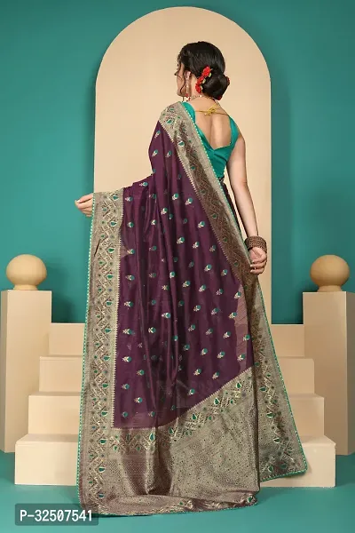 Stylish Purple Cotton Silk Saree With Blouse Piece For Women-thumb3