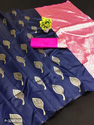 Stylish Blue Art Silk Saree With Blouse Piece For Women-thumb0