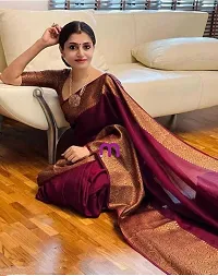 Stylish Maroon Art Silk Saree With Blouse Piece For Women-thumb2