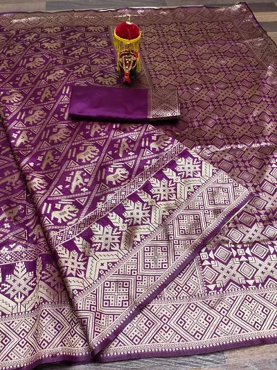 Trending Art Silk Saree with Blouse piece 