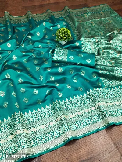 Stylish Green Art Silk Saree with Blouse piece For Women-thumb0