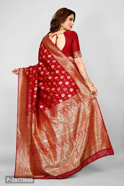 Stylish Red Art Silk Saree with Blouse piece For Women-thumb2