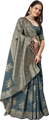 Stylish Grey Art Silk Saree With Blouse Piece For Women-thumb3