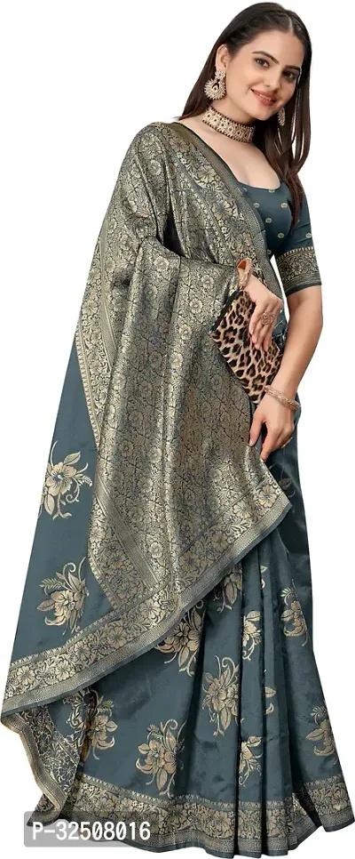 Stylish Grey Art Silk Saree With Blouse Piece For Women-thumb4