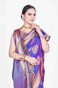 Stylish Blue Art Silk Saree With Blouse Piece For Women-thumb4