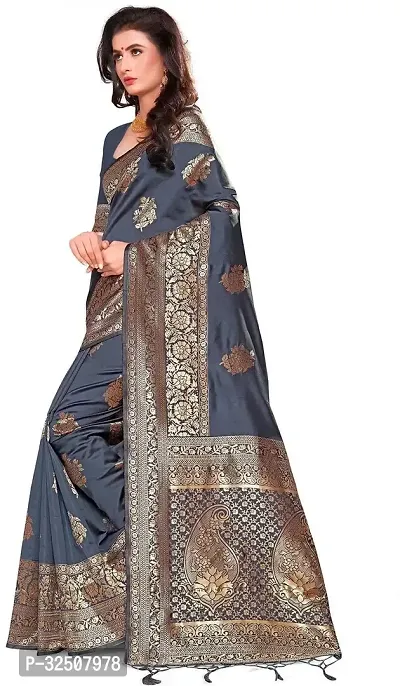 Stylish Grey Art Silk Saree With Blouse Piece For Women-thumb3