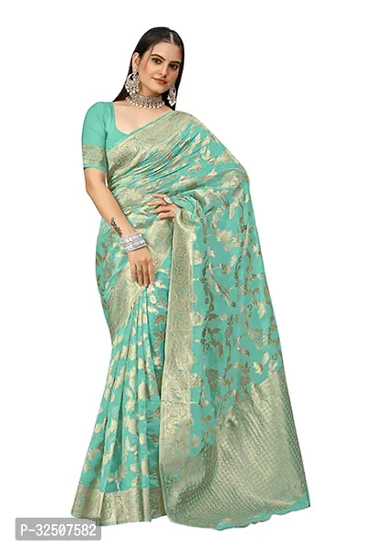 Stylish Light Green Art Silk Saree With Blouse Piece For Women-thumb0