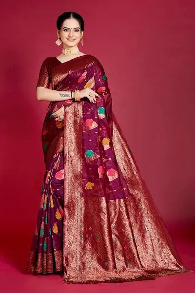 Hot Selling Organza Saree with Blouse piece 