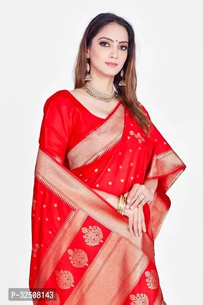 Stylish Red Art Silk Saree With Blouse Piece For Women-thumb4