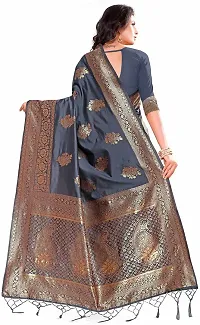 Stylish Grey Art Silk Saree With Blouse Piece For Women-thumb1