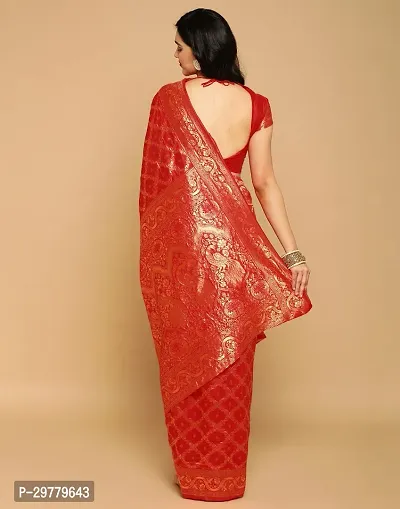 Stylish Red Art Silk Saree with Blouse piece For Women-thumb2