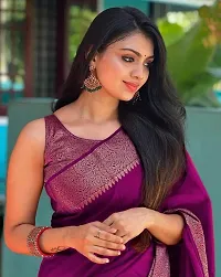 Stylish Purple Art Silk Saree With Blouse Piece For Women-thumb4