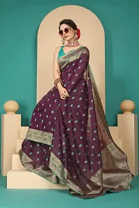 Stylish Purple Art Silk Saree With Blouse Piece For Women-thumb3