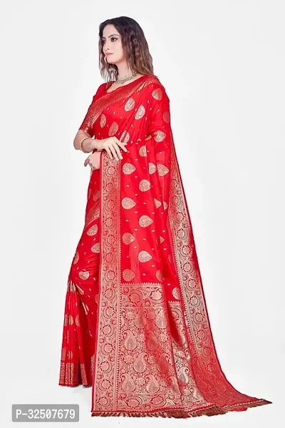 Stylish Red Art Silk Saree With Blouse Piece For Women-thumb3