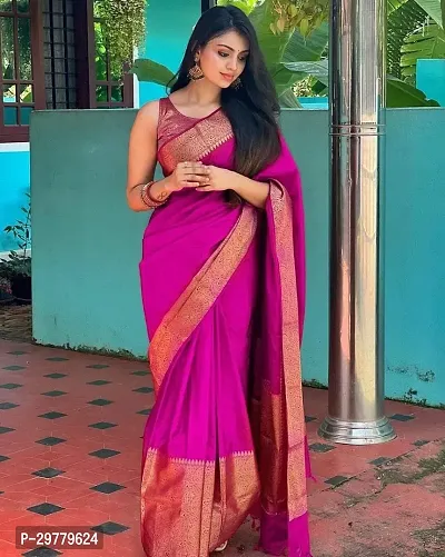 Stylish Pink Art Silk Saree with Blouse piece For Women-thumb2