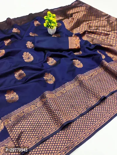 Stylish Blue Art Silk Saree with Blouse piece For Women