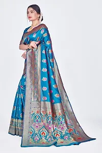 Stylish Teal Art Silk Saree With Blouse Piece For Women-thumb2