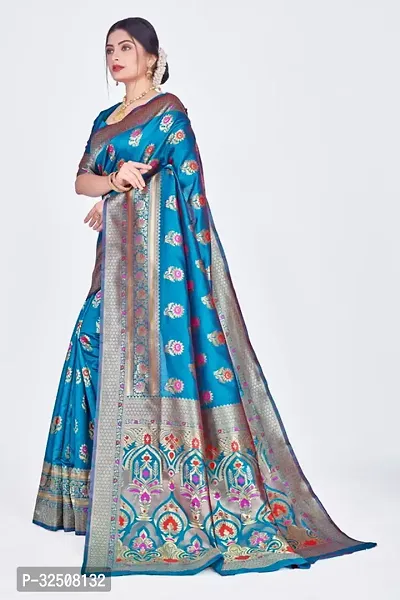 Stylish Teal Art Silk Saree With Blouse Piece For Women-thumb3