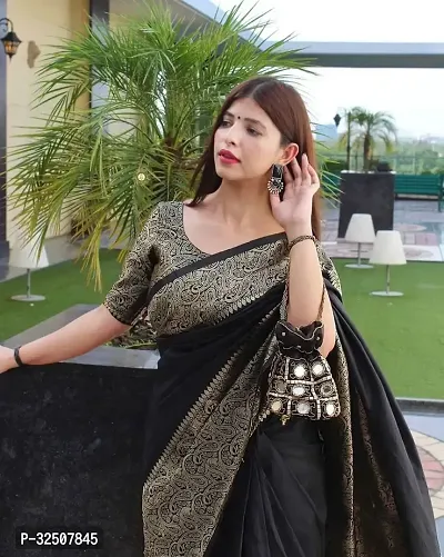 Stylish Black Art Silk Saree With Blouse Piece For Women-thumb4