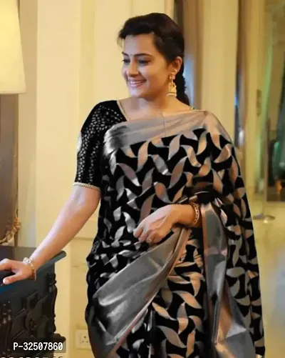 Stylish Black Art Silk Saree With Blouse Piece For Women