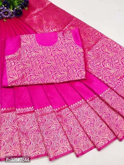 Stylish Pink Art Silk Saree With Blouse Piece For Women