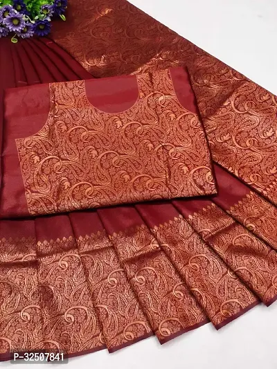 Stylish Maroon Art Silk Saree With Blouse Piece For Women