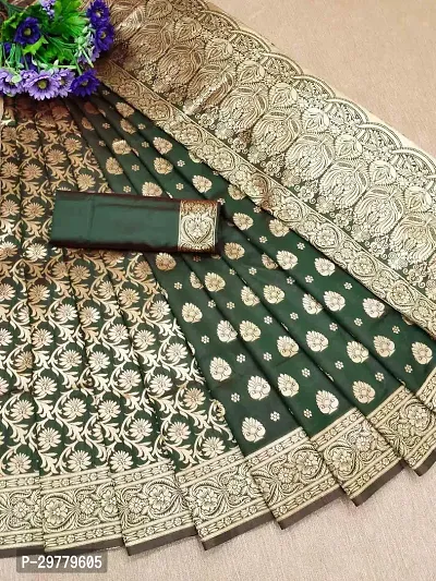 Stylish Green Art Silk Saree with Blouse piece For Women-thumb0