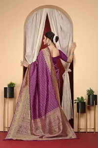 Stylish Purple Art Silk Saree with Blouse piece For Women-thumb1