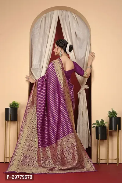 Stylish Purple Art Silk Saree with Blouse piece For Women-thumb2