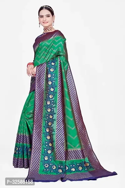 Stylish Green Art Silk Saree With Blouse Piece For Women-thumb0