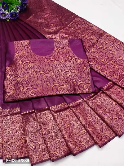 Stylish Purple Art Silk Saree With Blouse Piece For Women