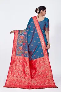 Stylish Blue Art Silk Saree With Blouse Piece For Women-thumb1