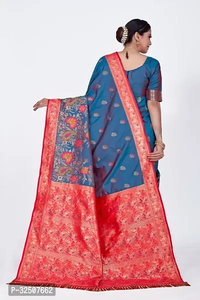 Stylish Blue Art Silk Saree With Blouse Piece For Women-thumb2