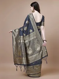 Stylish Grey Art Silk Saree With Blouse Piece For Women-thumb1