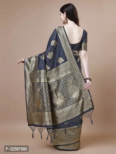 Stylish Grey Art Silk Saree With Blouse Piece For Women-thumb2