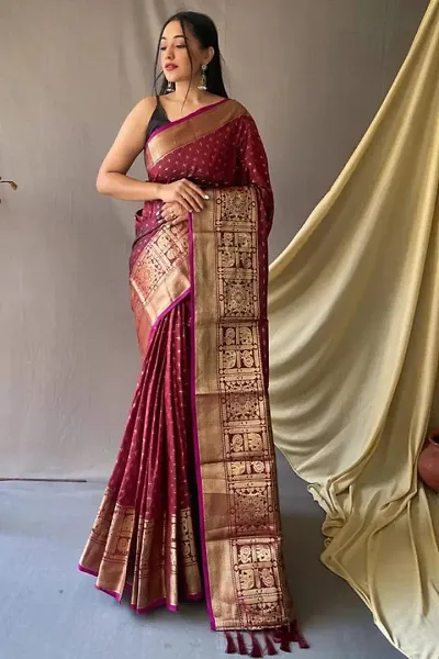 Must Have Art Silk Saree with Blouse piece 