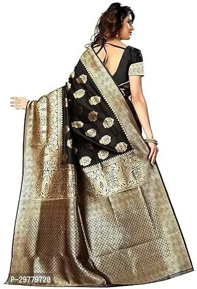 Stylish Black Art Silk Saree with Blouse piece For Women-thumb2