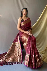 Stylish Maroon Art Silk Saree With Blouse Piece For Women-thumb1