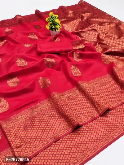 Stylish Red Art Silk Saree with Blouse piece For Women